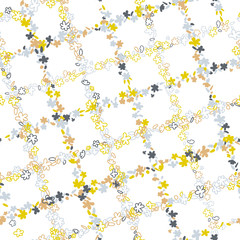  Floral vector seamless pattern. Simple stylized flowers background.