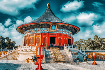 Obraz premium The Imperial Vault of Heaven in the complex Temple of Heaven in Beijing.Inscription means:Vault of Heaven.