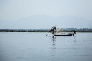 Inle Lake, Myanmar &raquo;; March 2018: A traditional fisherman on Inle Lake