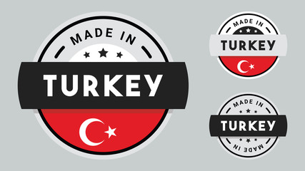 Made in Turkey collection for label, stickers, badge or icon with Turkey flag symbol. 