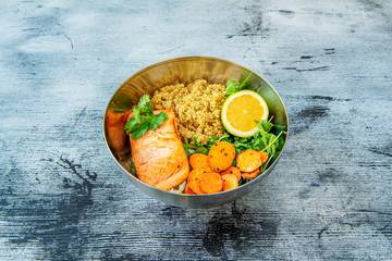 Poke bowl of fresh fish and vegetables