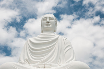 Nha Trang, Vietnam - March 20, 2019: Statue of the Big Buddha in Long Son Pagoda, Vietnam