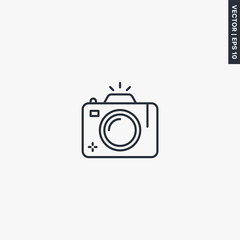 Photocamera, linear style sign for mobile concept and web design