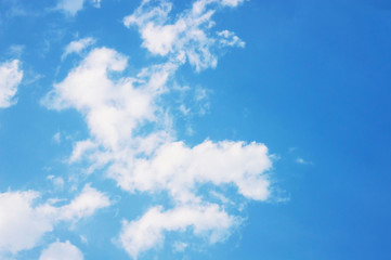 Blue sky with large white clouds. Natural beauty for making wallpaper or texture.
