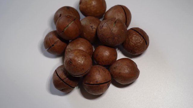 Natural background with macadamia nuts