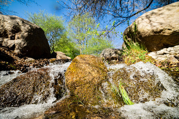 Fototapeta na wymiar small waterfall in a garden park
