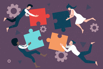 Puzzle teamwork concept vector illustration for business andfinance walpaper and brochure cover.