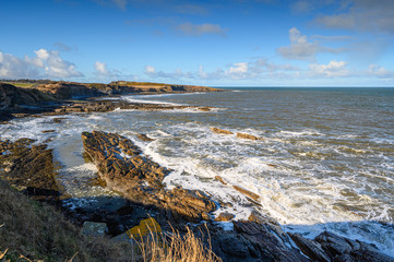 Rocky Coastline below Howick Cliffs, at Howick and Cullernose Point on the Northumberland coast, AONB, just south of Craster