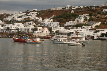 Fototapeta na wymiar fishing boats in mykonos island
