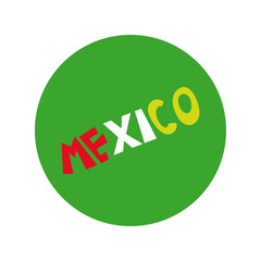mexico word block and flat style