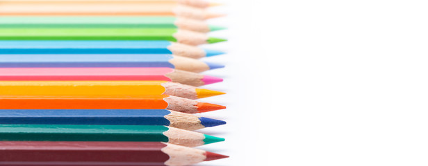 Color pencils isolated on white background.Close up. Colorful pencils, isolated on white.

