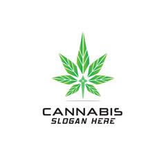 cannabis geometric leaf logo design vector
