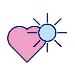 heart and sun solidarity line and fill style