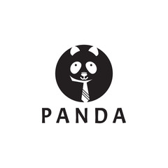 Fototapeta premium Panda bear silhouette Logo design vector template. Funny Lazy Logo Panda animal Logotype concept icon.