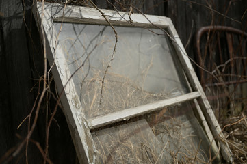 Old wooden house window