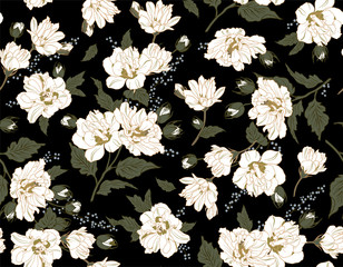 Floral seamless pattern with hibiscus. Floral background for surface design
