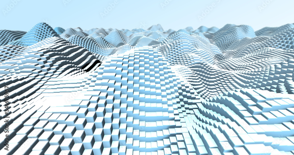 Wall mural abstract grid shape landscape background. 3d rendering