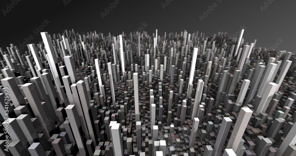 Wall mural abstract grid shape landscape background. 3d rendering