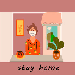 Virus outbreak concept, respiratory disease epidemic, flue risk seasonal period, precaution or preventive measure, influenza molecule in air, advisory information, fear of getting sick, stay home