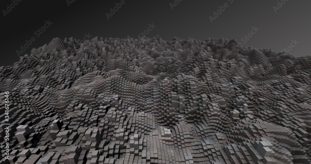 Wall mural abstract grid shape landscape background. 3d rendering