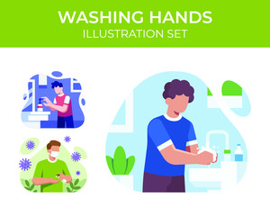 Washing Hands Illustration Set