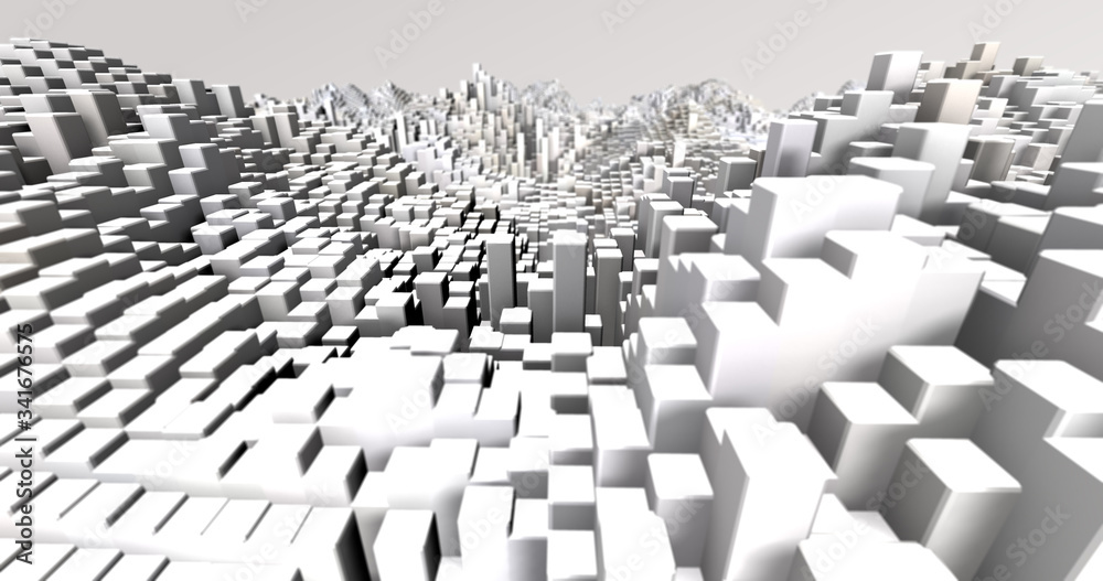 Wall mural abstract grid shape landscape background. 3d rendering