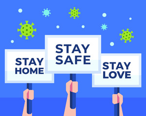 Stay Home And Stay Safe Campaign Illustration Concept