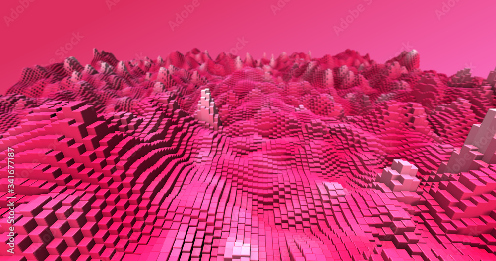 Wall mural abstract grid shape landscape background. 3d rendering