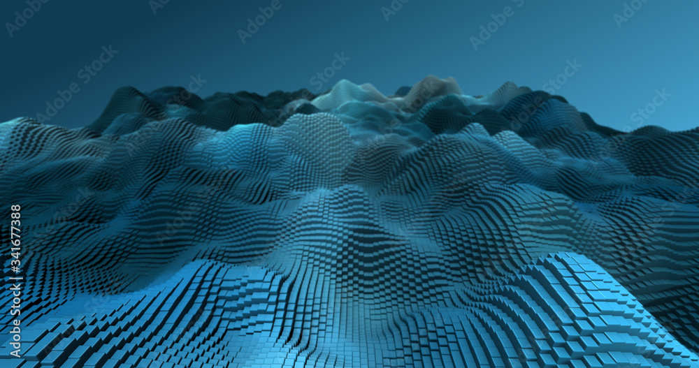 Wall mural abstract grid shape landscape background. 3d rendering