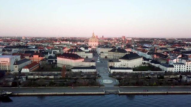 Amalienborg Palace and Marble Church in Copenhagen, Denmark