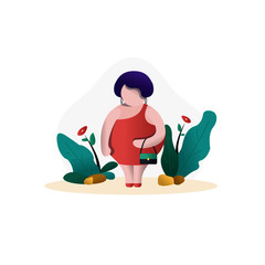 character Illustration of a cute fat women.