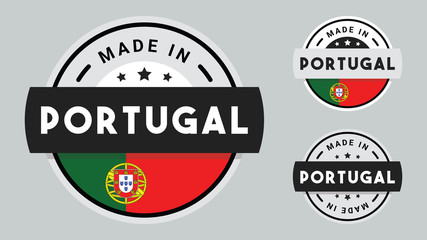 Made in Portugal collection for label, stickers, badge or icon with Portugal flag symbol. 