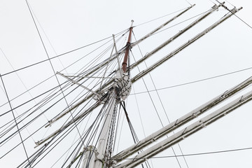 Masts and yards of an old sailing ship