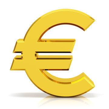 Gold euro sign, symbol
