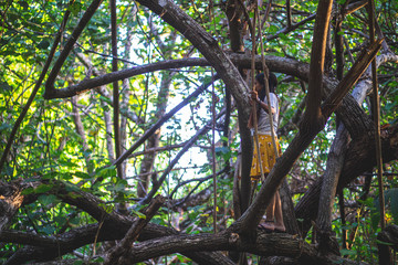 a girl exploring deep forests of havelock andaman india