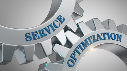 Service optimization concept. Words service optimization written on gear wheels.