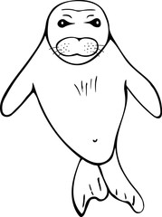 Fototapeta premium Hand drawn sketch of Monk Seal isolated on white background. Vector hand drawn style illustration for posters, decoration and print. 