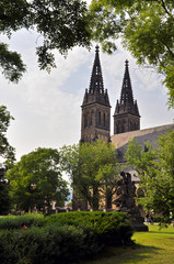 View of the Catholic Cathedral in Vysehrad, Prague