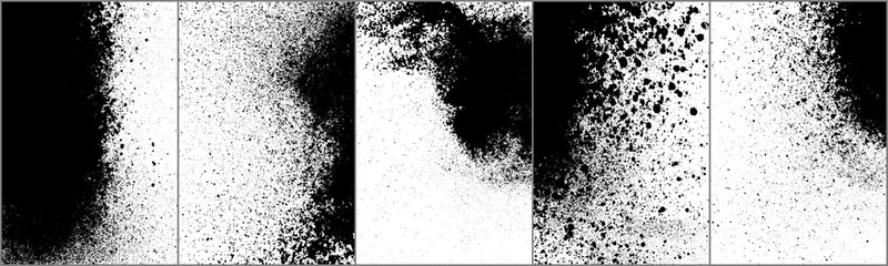 Set of grunge background black and white. Dark texture dirty. Rust effect. Distressed overlay texture of cracked. Halftone vector illustration, Eps 10.