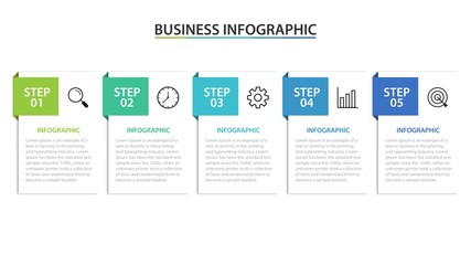 Presentation business infographic template with 5 options. Vector illustration.