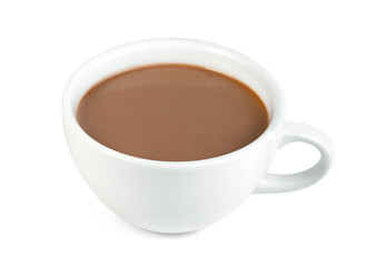 hot chocolate with coffee cup  isolated on white background ,include clipping path