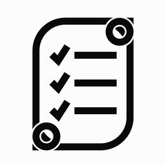 Checklist icon. One of set web icons. Icon clipboard checklist or document with checkmark with text in flat style..

D