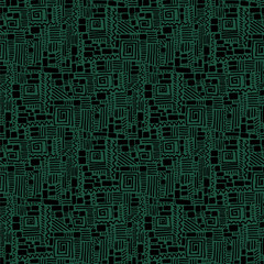 Seamless doodle geometric brick and line pattern.