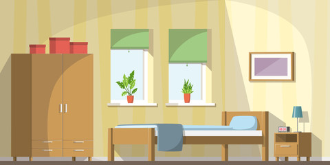 Bedroom with furniture. Vector illustration with separate layers.