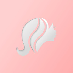 White Silhouette of a girl in profile with hair.