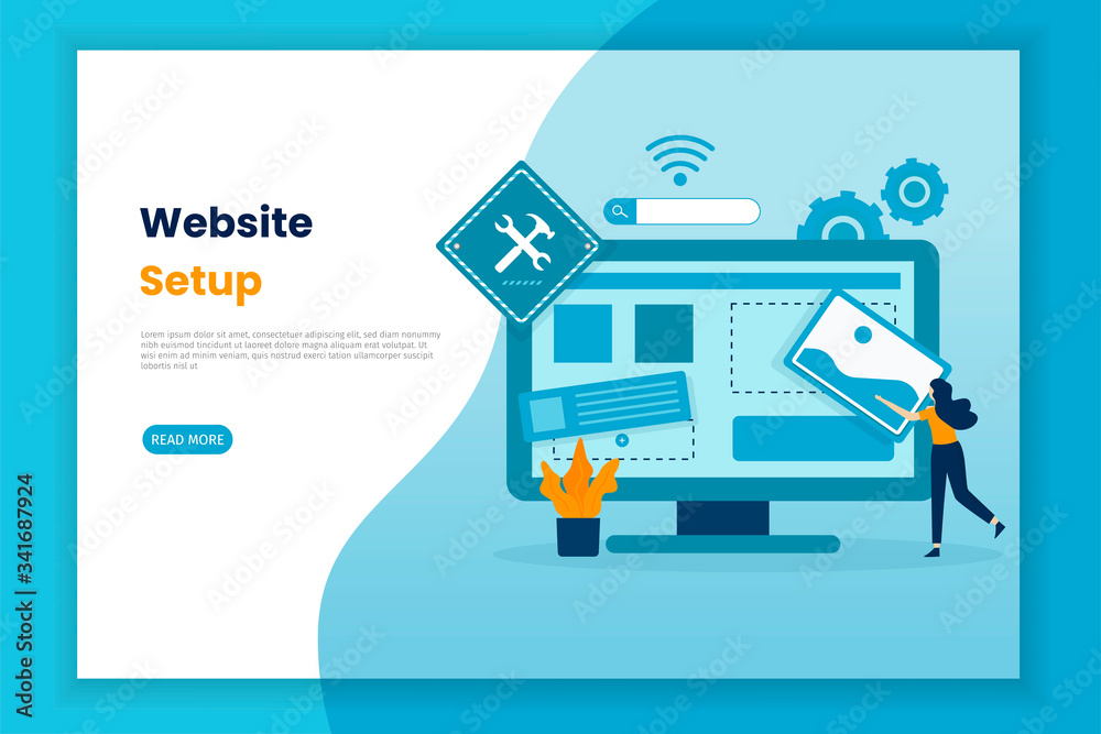 Wall mural design illustration of website settings. this is great for websites, landing pages, mobile applicati