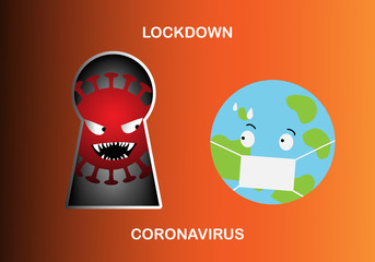Concept of lockdown the earth stopping coronavirus outbreak