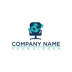 logo chair and globe and business icon vector