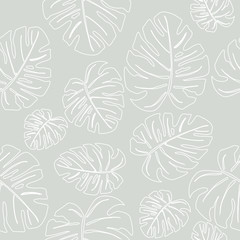 Bright pattern of monstera leaves. Creates an atmosphere of tropics, summer and relaxation. Suitable for printing on fabric and stationery.