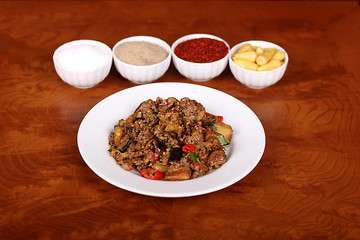 excellent turkish food moussaka spicy on white plate